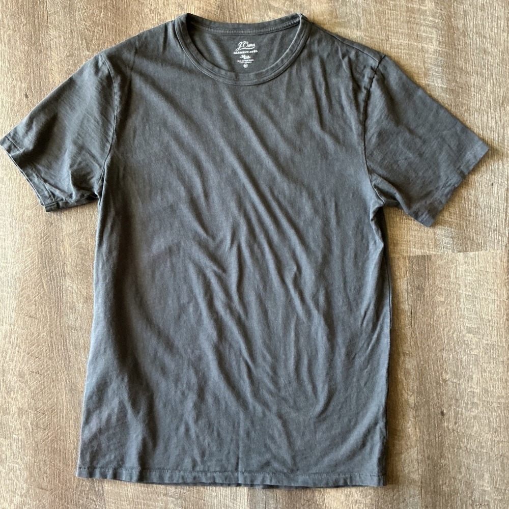 J.Crew Mens Garment Dyed Slub Cotton T-Shirt Charcoal Gray Medium Tall MT